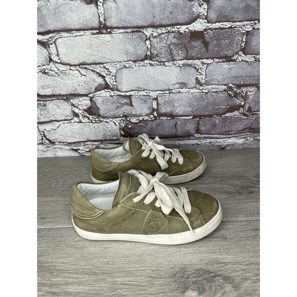Philippe Model Paris Olive Green Leather Casual Sneakers Junior Sz 31EU/13.5M US - Picture 9 of 16